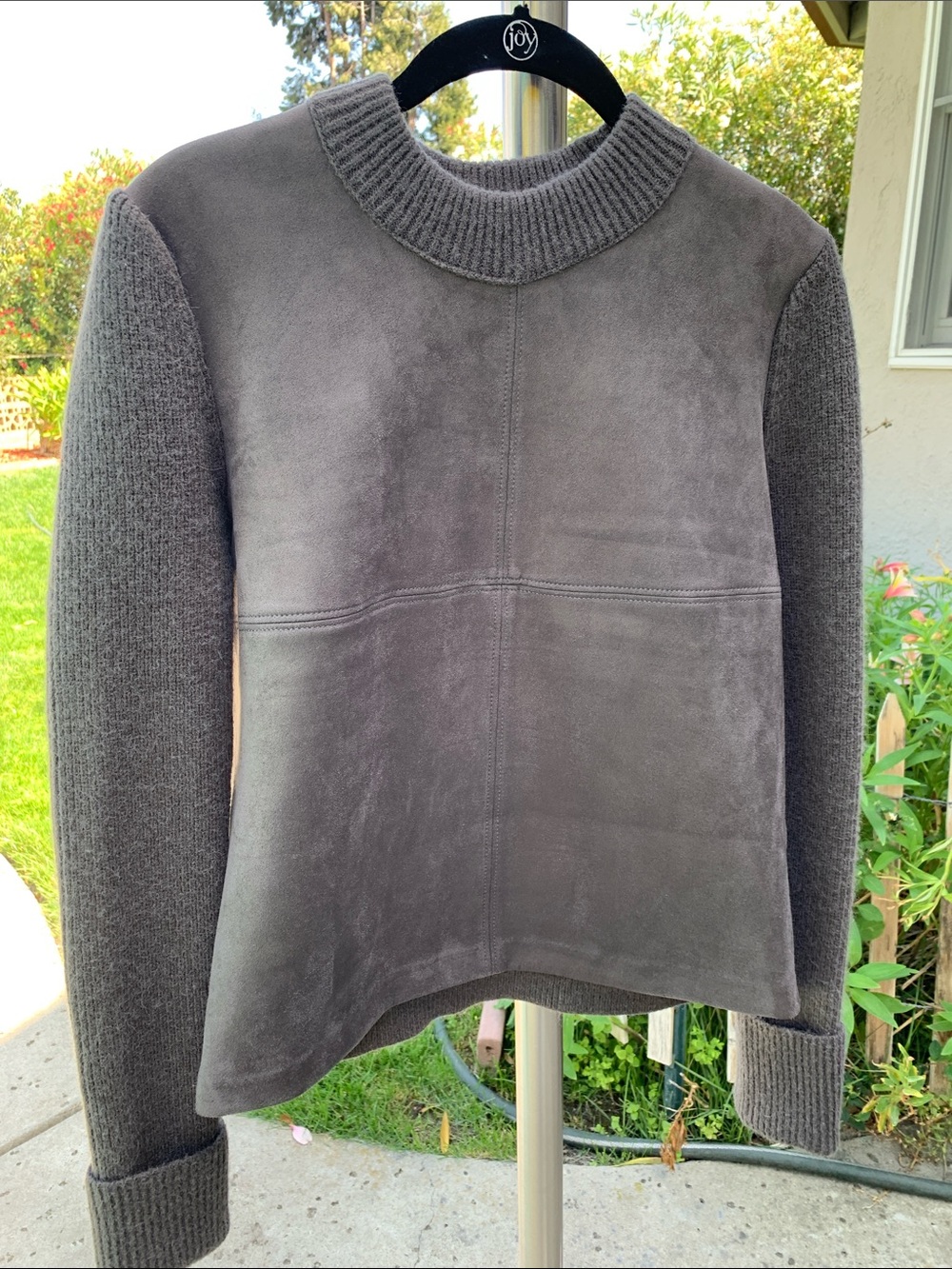 Ann Taylor Faux Leather Mixed Media Sweater